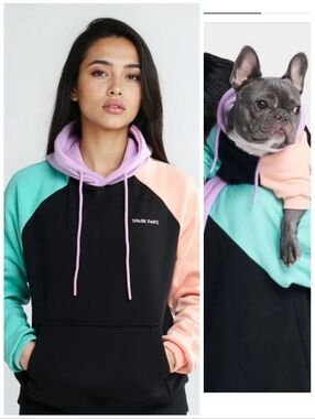 NWT SparkPaws Cyber Punk Human Hoodie Matching Dog Sweater Color Block Large